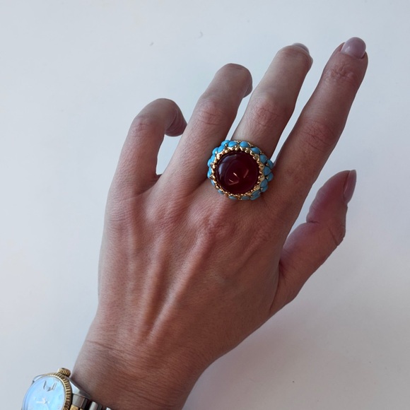 statement  Crystal  Turquoise ring - Picture 6 of 12